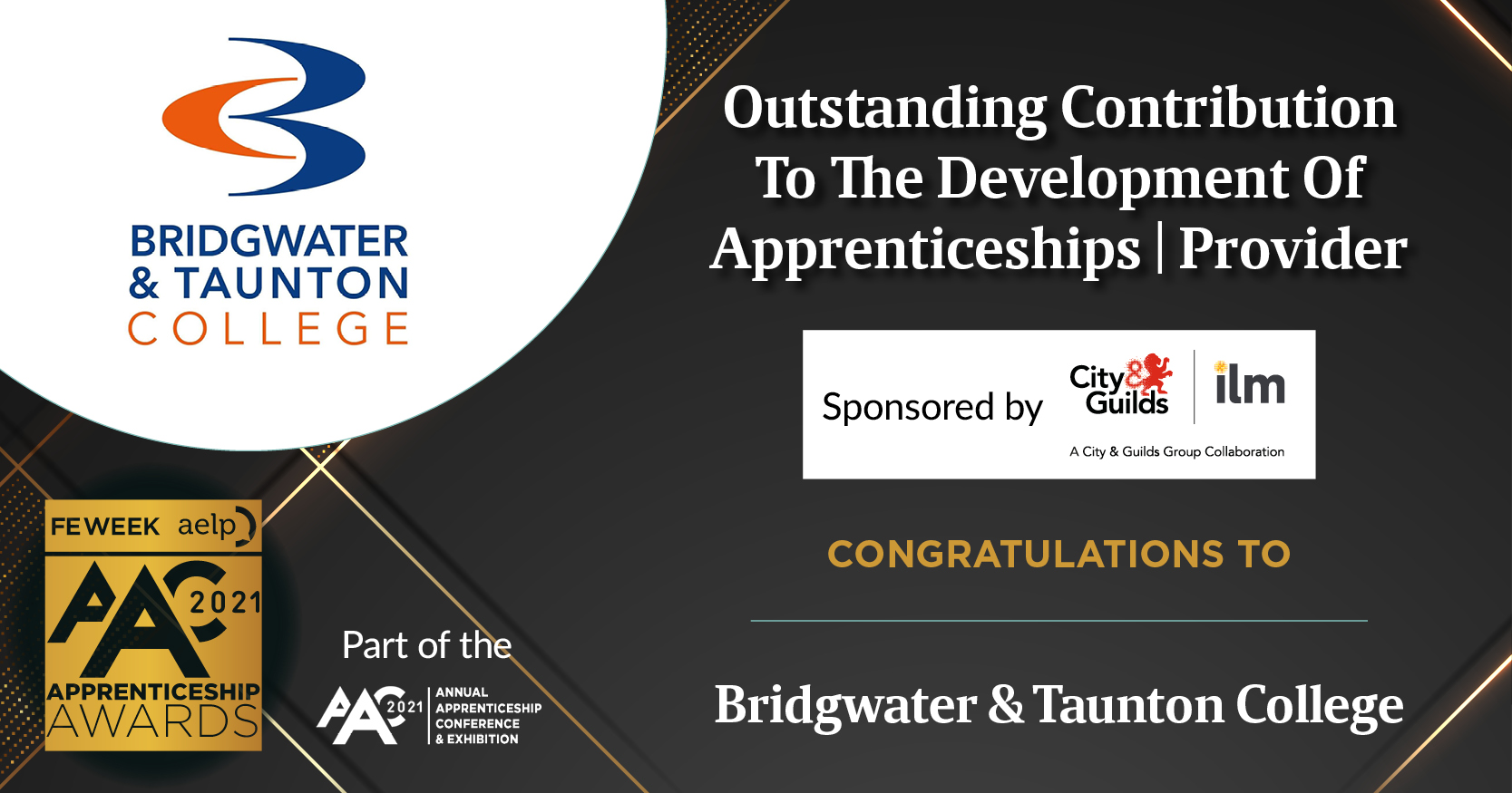Bridgwater & Taunton College win national award at the FE Week and AELP