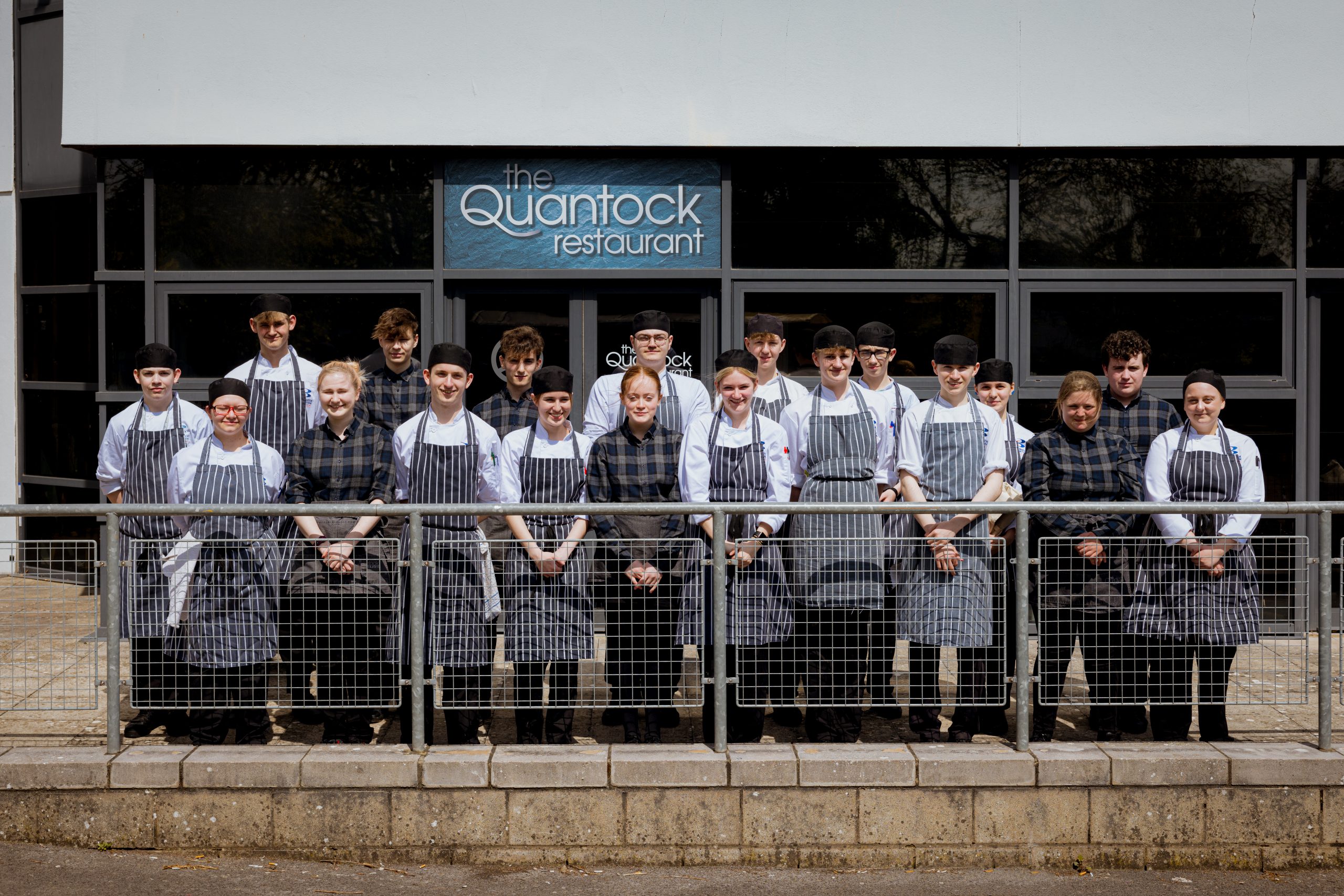The Quantock Restaurant Students outside the restaurant